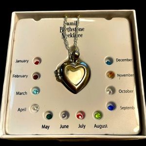 ✔️✔️NIB- Heart Locket Necklace with Birthstone Crystals